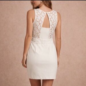 Zara Basics Ivory White Bodycon Open Back Sleeveless Lace Mini Dress Size Small
